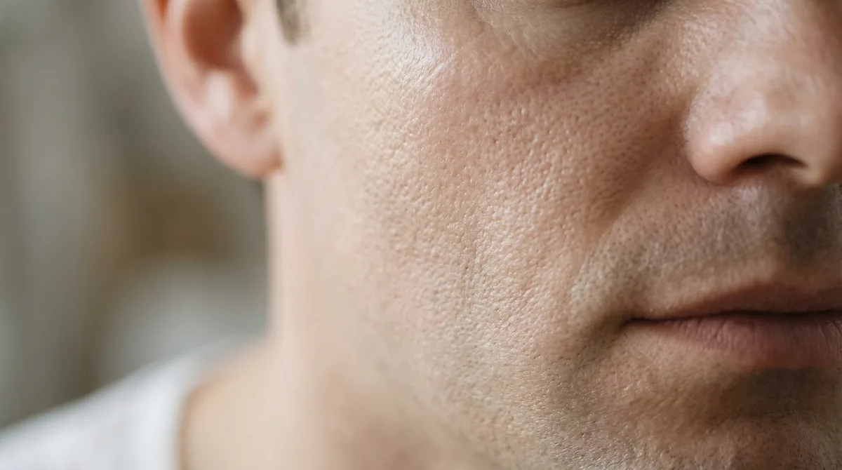 Close-up of healthy skin barrier structure showing moisture balance in humid conditions