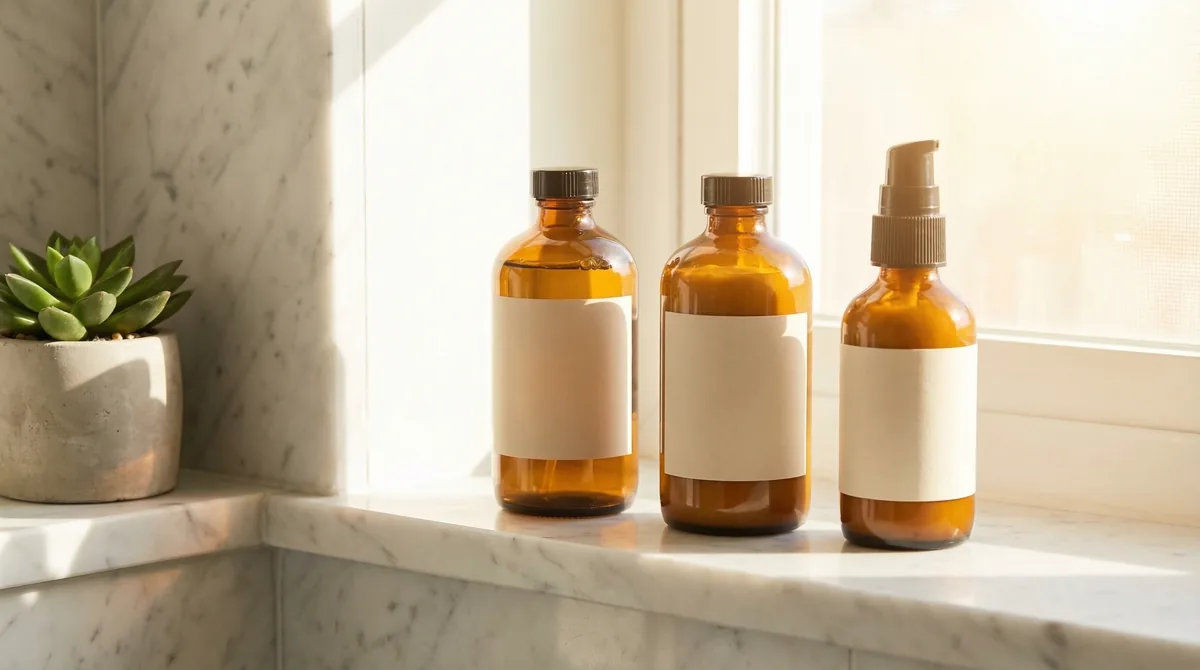 Man applying moisturiser in front of a bathroom mirror