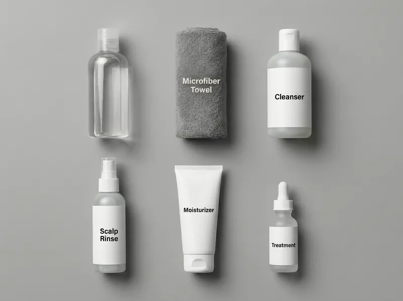 Flat lay of essential post-workout skincare products for gym bag
